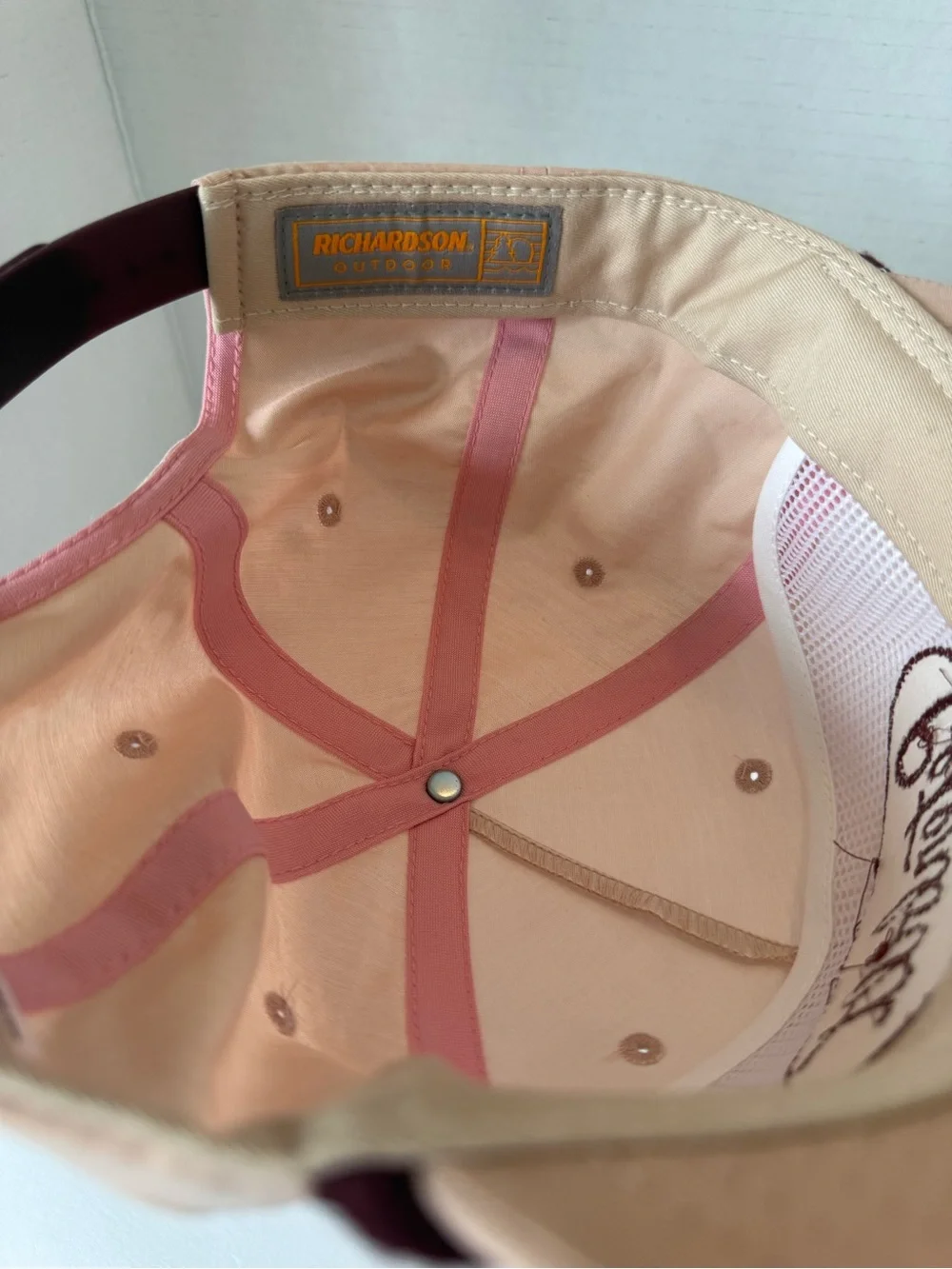 Peterbilt‎ Richardson Outdoor Rope Hat Snapback Beige Burgundy Trucker Cap